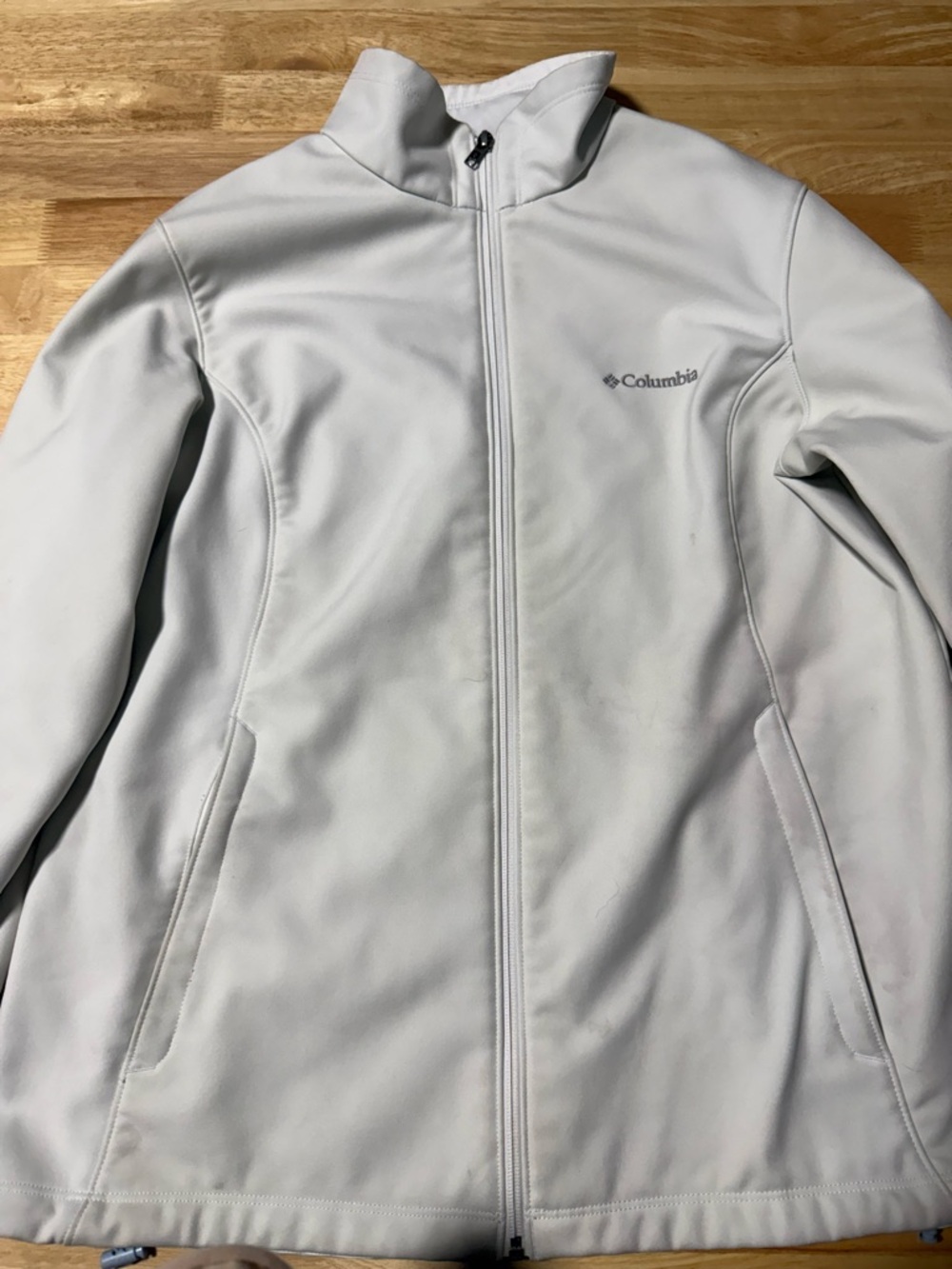 Columbia Womens Softshell Jacket XL White Full Zip Fleece Lined Outdoor Coat